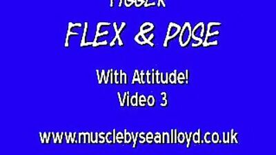 Oiled up twink flexing in hot gay action