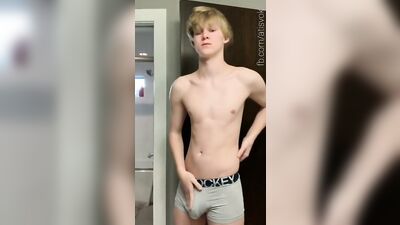 Handsome Blond Twink Strips and Teases on Camera for Your Pleasure!