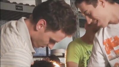 Four Pissing Barebackers Foursome: Cum and Piss Lads!