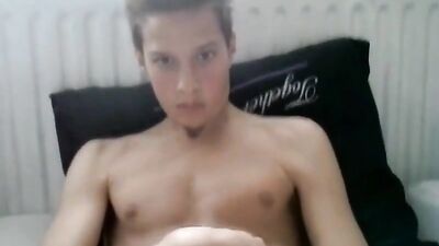Young Smooth Boy Cums Alone on Cam - Cum Shots Handjob Solo