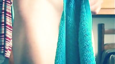 Slippery Towel Adventures: Amateur Cum Shots Solo