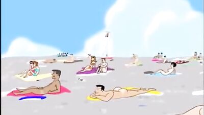 Cartoons Fun on a Nude Beach!