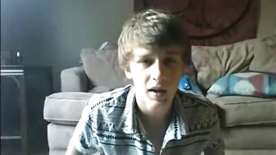 Super beautiful blond boy alone and smooth in his room