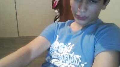 Mega Cumshot Man in Blue Shirt and Cap - Web-Cam!