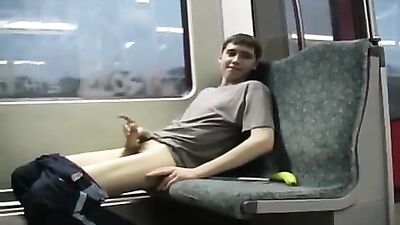 Boy on Train - Handjob Public Outside Solo