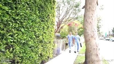 Asian Twink Backyard Threesome: Cum Shots and Oral Delight