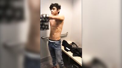 Gay Voyeur Latino Solo Handjob - Wanks in the Changing Room