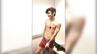 Gay Voyeur Latino Solo Handjob - Wanks in the Changing Room