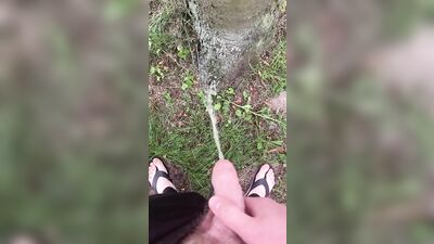 Outdoor Twink Cum Show - Flip-Flop Foot Pissing
