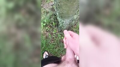 Outdoor Twink Cum Show - Flip-Flop Foot Pissing