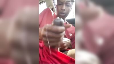 Young Black Teen Cum-Spraying Car Mess