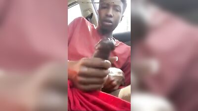 Young Black Teen Cum-Spraying Car Mess