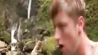 Fun by the waterfall