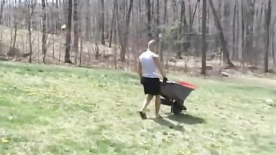 Posing naked outside