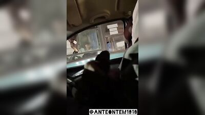 Caught stroking his cock in his car by 2 curious bus drivers.