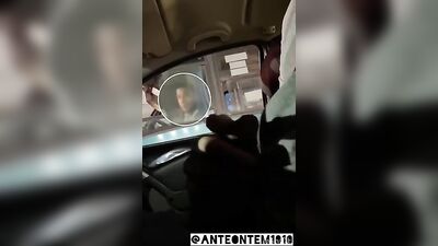 Caught stroking his cock in his car by 2 curious bus drivers.