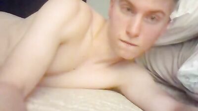 Handsome blond masturbating