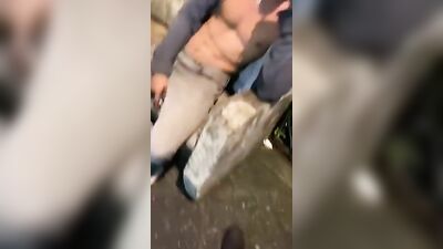 Friends sucking a drunken fit boy in a park