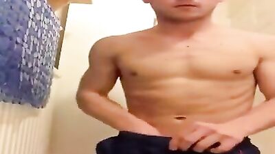 Twink snuck away to the bathroom for a quick jo boys porn