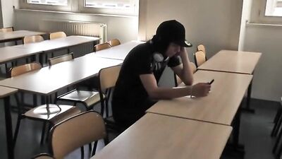 Ronny alone in classroom