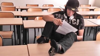Ronny alone in classroom