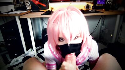cute femboy astolfo sucks a big juicy cock