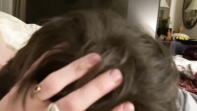 Blow job while his family is outside