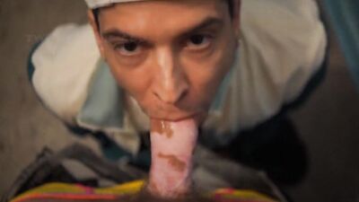 Young guy sucks a big circumcised dick. We were almost caught.