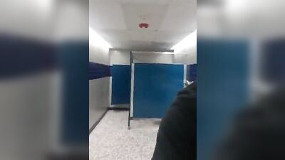 Boy wanking in school toilets