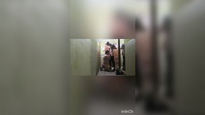 Guy in jockstrap was fucked by neighbor near the door