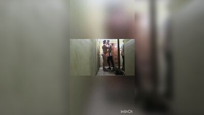 Guy in jockstrap was fucked by neighbor near the door