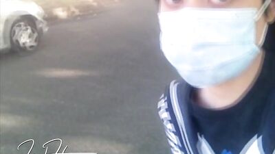 Back to School! This twink's penis sticks out because he forgets to put on underpants in college