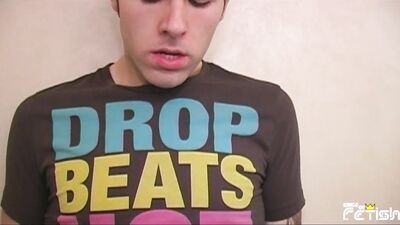 Two guys blow with passion their friend big cock until he cums