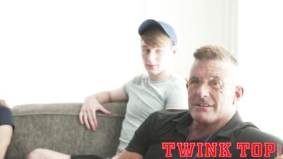 TwinkTop - 3 horny, hung boys bareback their sexy DILF sports coaches
