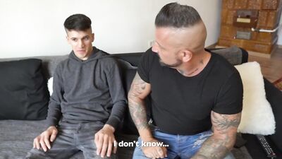 Teen boy gets his tight bubble butt spanked hard by daddy