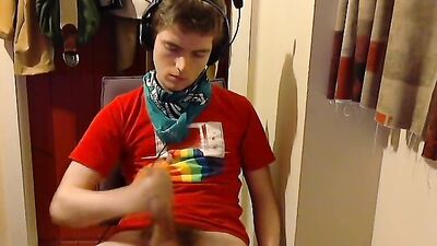 Twink scout jacks off and cums