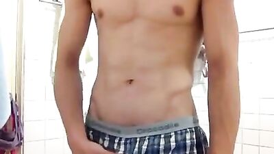 Some fun in the bathroom before his shower boys porn