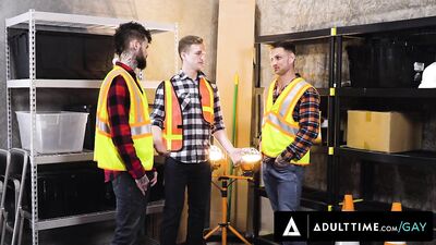 HETEROFLEXIBLE - Blain O'Connor & Coworker DESTROY Newbie Jonathan Taylor's Twink Ass! DOUBLE ANAL