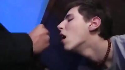 Boy eats cum