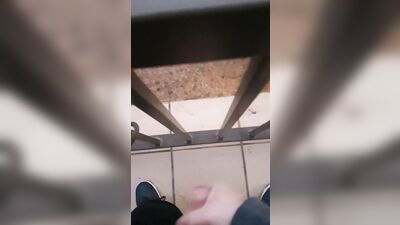 Teen cumming off the balcony