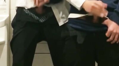 Friends jerking in schooltoilet