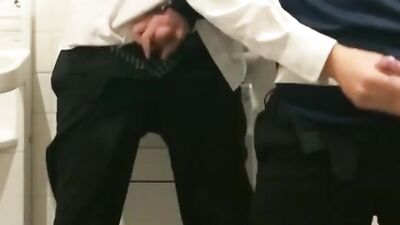 Friends jerking in schooltoilet