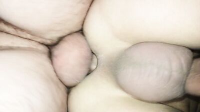 Horny hairy guy with clapping balls uses my smooth ass as his masturbation toy