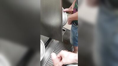 public toilet jerk and wank with a hot guy! huge dick!