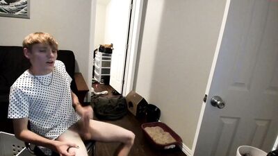 Cute twink jerks off in his flat boys porn