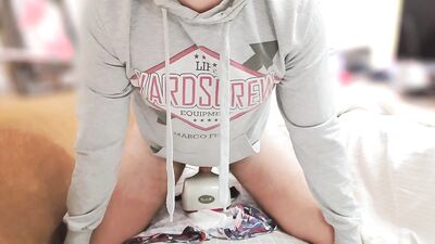 Strong vibration makes this teen moan and cum