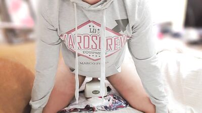 Strong vibration makes this teen moan and cum