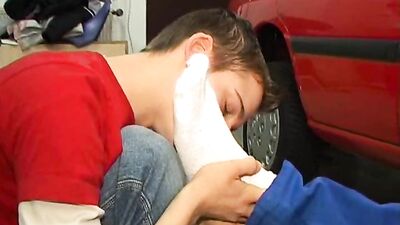 A Boys Feet Dreams - in a workshop