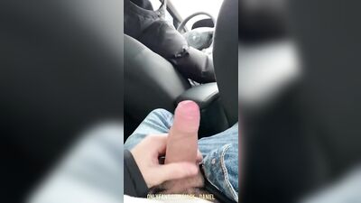 Teen guy jerked off and cummed in the back seat of a taxi
