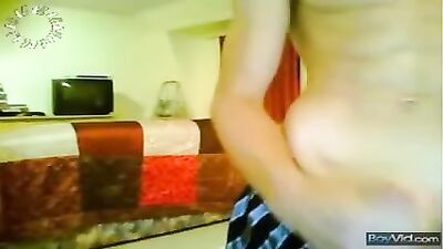 Sexy twink shows his smooth dick and body